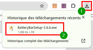 Afficher le pourcentage de batterie sur Windows 11 et 10 - Installer BatteryBar