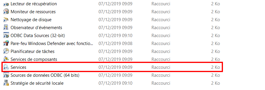 Comment faire la mise à jour sur Windows 10 ? - Trouver les services du panneau de configuration