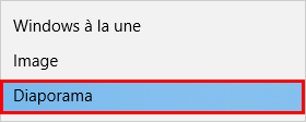 modifier image diaporama sur l'écran de verrouillage Windows 10