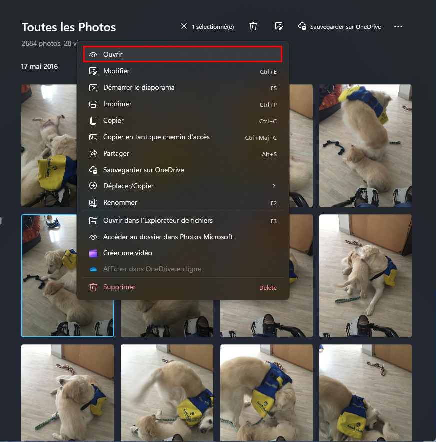 App Photos : ouvrir une photo