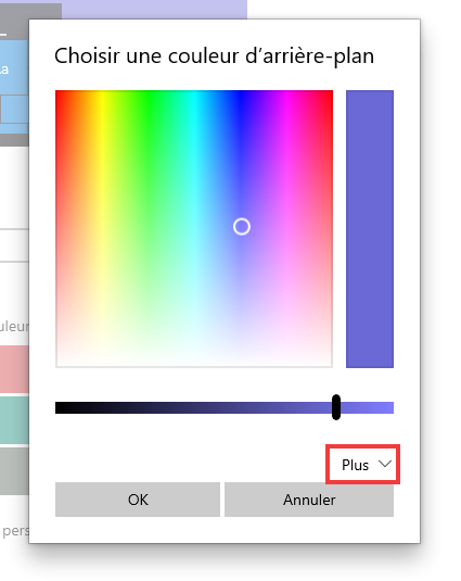 Couleur personnalisée Plus