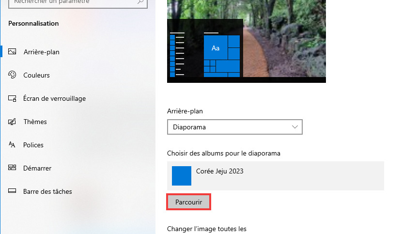 Faire Parcourir pour choisir le dossier d'images
