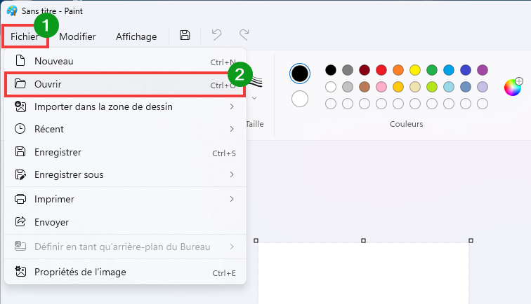 Paint arrière-plan Ouvrir une image ou une photo