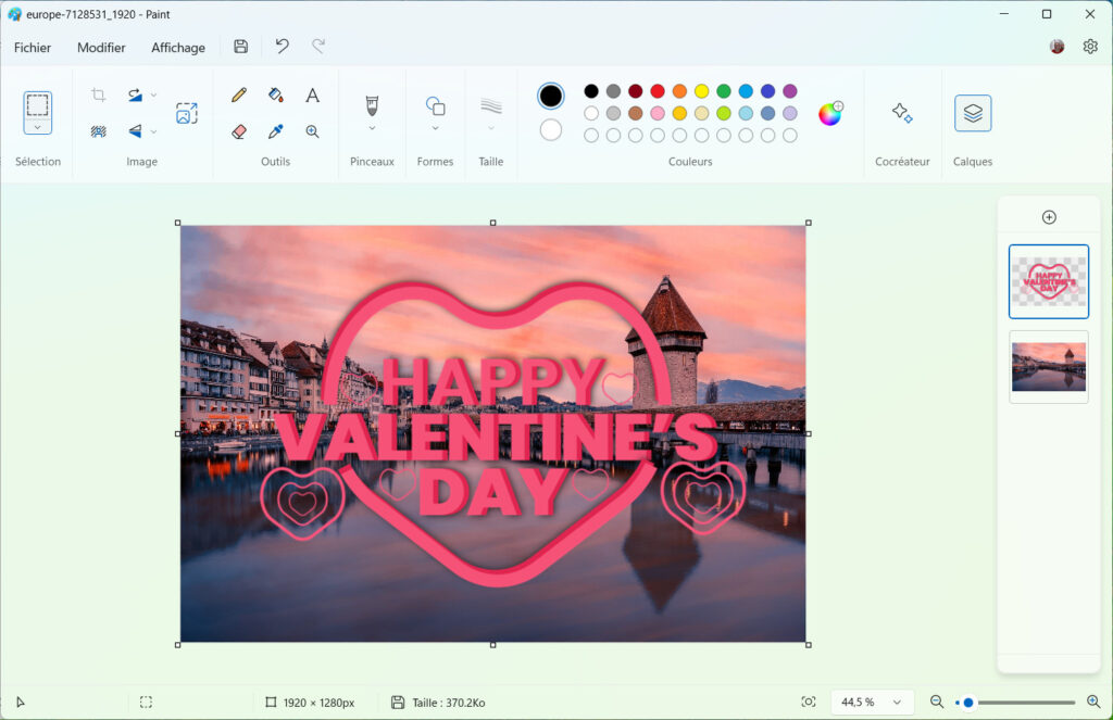 Exemple de résultat d'utilisation de calques dans Paint de Windows 11