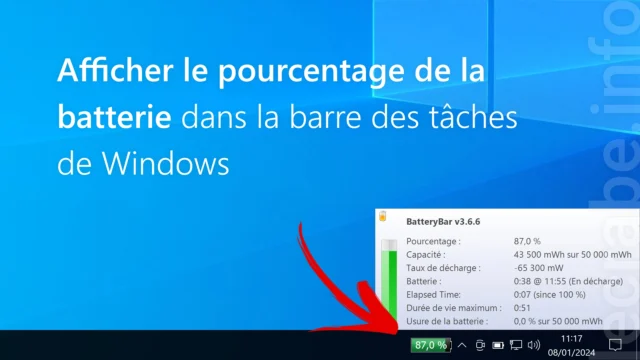 Afficher le pourcentage de batterie sur Windows 11 et 10
