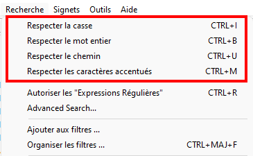 Everything - Décocher les options de recherche