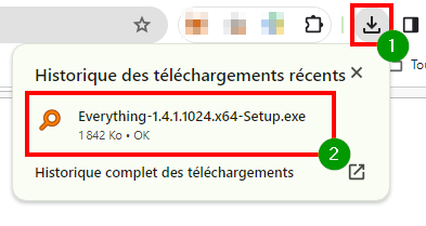 Everything - Accéder à l'historique des téléchargements