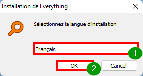 Everything - Choix du language du logiciel