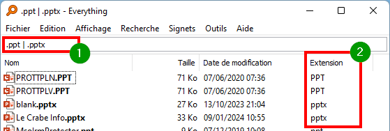 Everything - Rechercher deux extensions en même temps