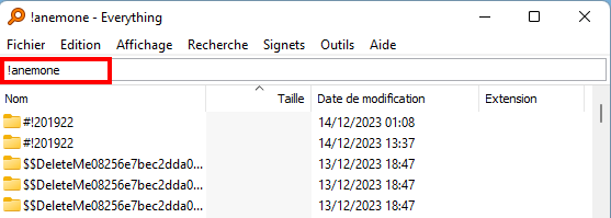 Everything - Exclure un terme d'une recherche