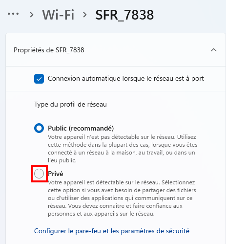 Partage de proximité - Passer le Wi-Fi en privé
