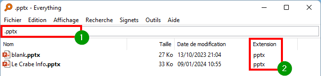 Everything - Faire une recherche pas extension