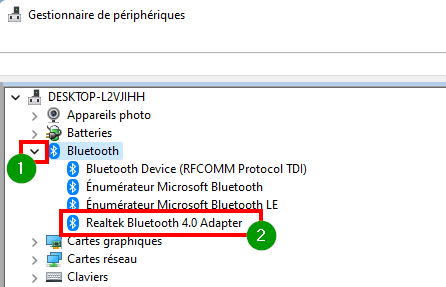 Partage de proximité - Sélectionner le bluetooth de son ordinateur