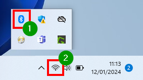 Partage de proximité - Vérifier le Wi-Fi et le Bluetooth dans la barre des tâches