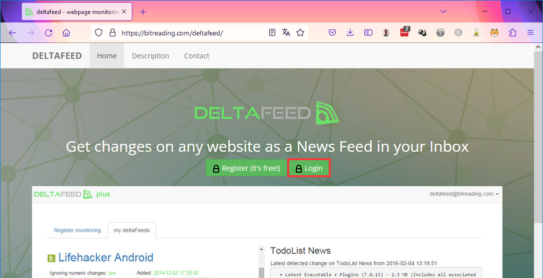 Ajouter flux RSS Outlook cliquer sur Login