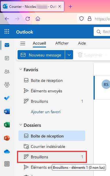 Envoi différé Outlook Web Email dans les brouillons