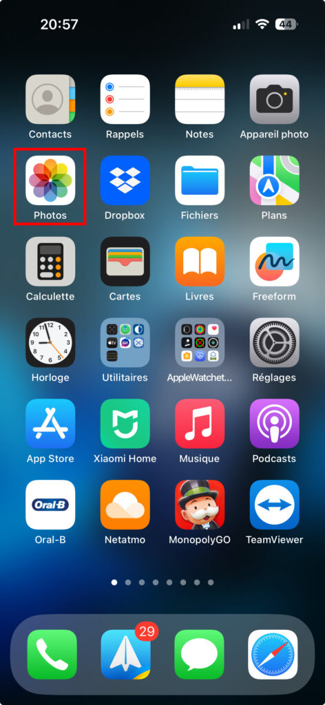 Ouvrir l'app Photos sur iPhone