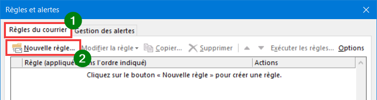 Outlook 365 Règle Message absence - Créer une nouvelle règle