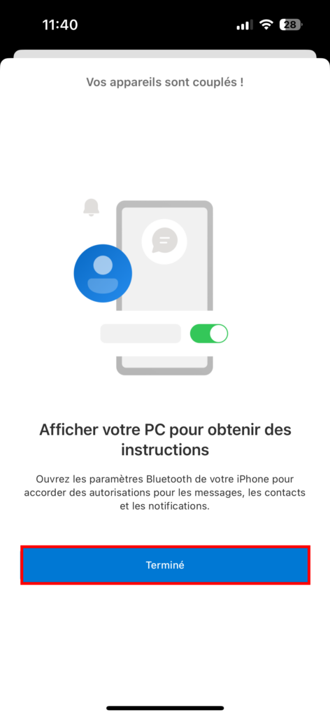 terminer jumeler iPhone préparer utiliser iMessage Windows 11 