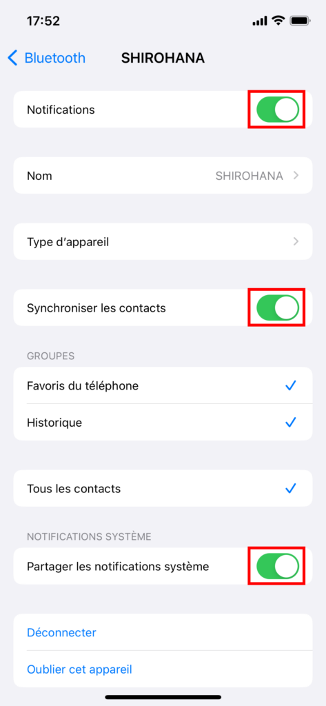 iPhone réglages bluetooth activer fonctionnalité jumelage