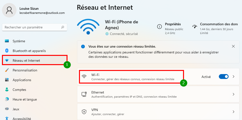 Corriger le téléchargement lent dans le Microsoft Store - Accéder aux paramètres du réseau