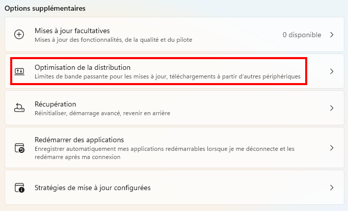 Corriger le téléchargement lent dans le Microsoft Store - Entrer dans les options de distribution du réseau