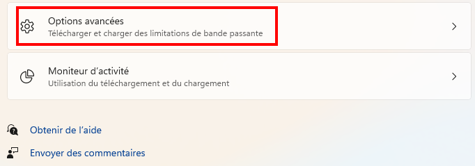 Corriger le téléchargement lent dans le Microsoft Store - Accéder aux options de limitation de la bande passante