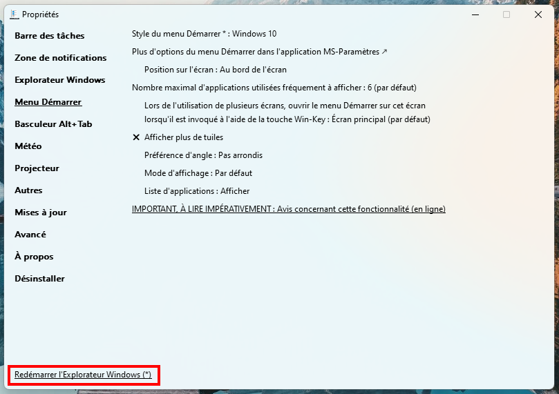 Retrouver le menu Démarrer de Windows 10 - Redémarrer l'Explorateur Windows
