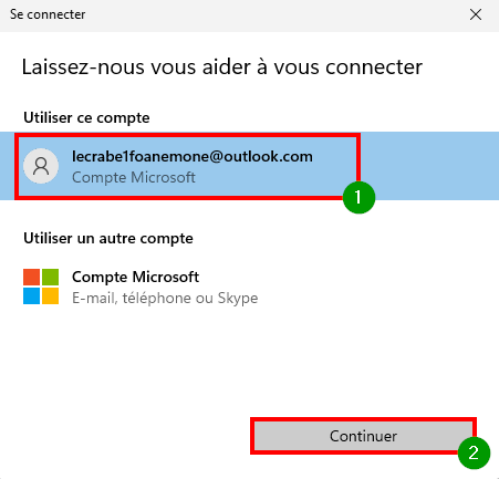 Corriger le téléchargement lent dans le Microsoft Store - Sélectionner son compte pour se connecter
