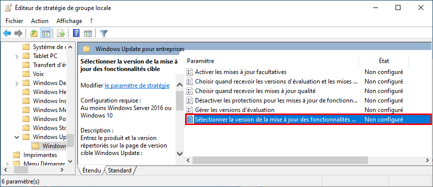 Windows 10 modifier Éditeur due stratégie groupe locale créer pour bloquer la mise à niveau vers Windows 11