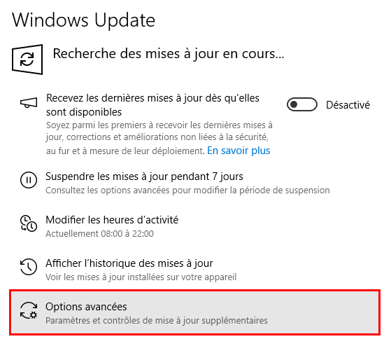 Suspendre les mises à jour pour bloquer la mise à niveau vers Windows 11