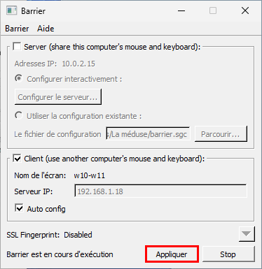 Auto config appliquer client Barrier contrôler plusieurs PC Windows