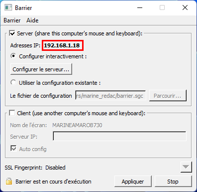 Barrier adresse IP contrôler PC Windows