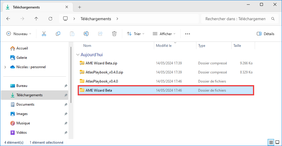 Ouvrir dossier AME Wizard Beta