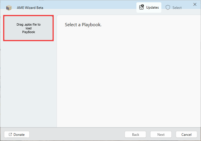 Cliquer sur Drag .apbx file to load PlayBook