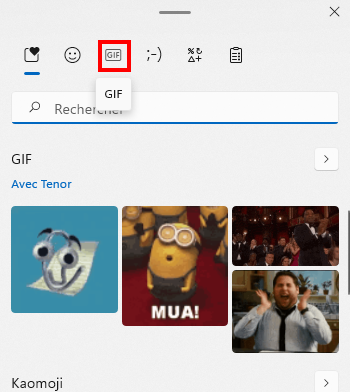Comment ouvrir le clavier des émojis sur Windows 11 - Section GIF sur le clavier d'émojis