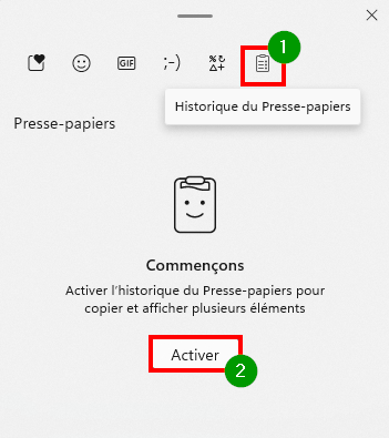 Comment ouvrir le clavier des émojis sur Windows 11 - Section Historique du presse-papiers sur le clavier d'émojis