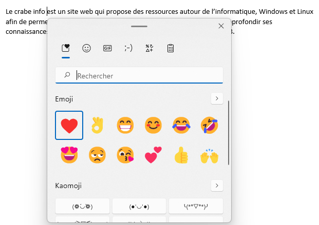 Comment ouvrir le clavier des émojis sur Windows 11 - Ouvrir le clavier des émojis depuis n'importe quel éditeur de texte