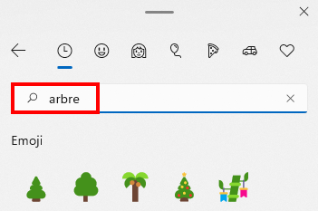 Comment ouvrir le clavier des émojis sur Windows 11 - Rechercher des émojis d'arbres