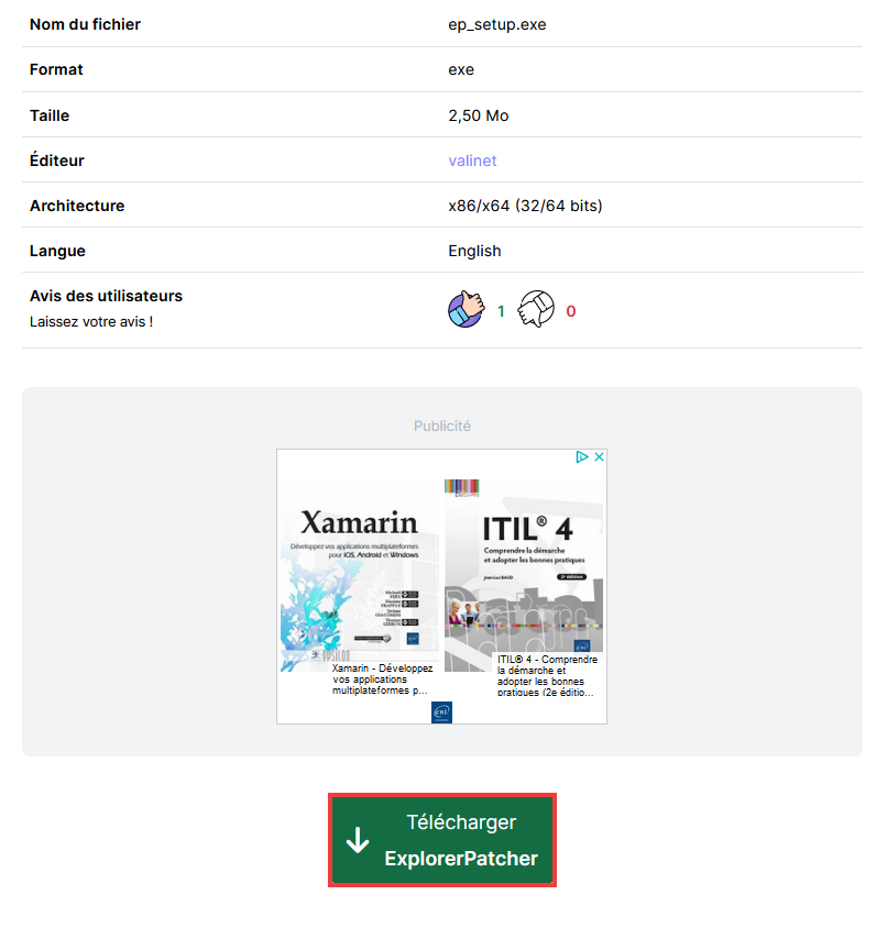 Télécharger ExplorerPatcher