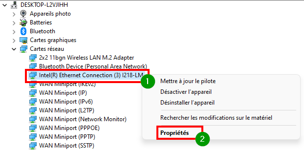Pourquoi mon PC sort de veille tout seul - Accéder aux propriétés du réseau perturbant le sommeil de votre ordinateur