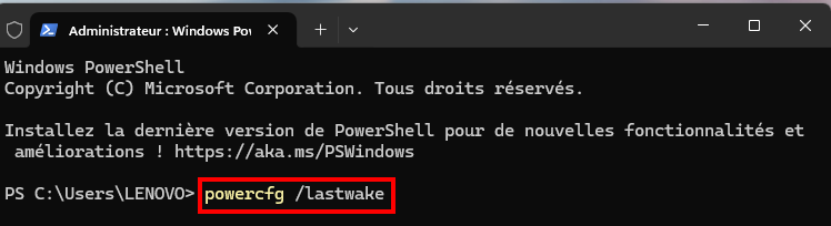 Pourquoi mon PC sort de veille tout seul - Entrer une commande dans le Terminal Windows