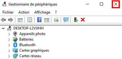 Vérifier les périphériques capables de sortir Windows de la veille - Fermer le Gestionnaire de périphériques