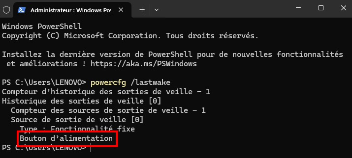 Pourquoi mon PC sort de veille tout seul - Accéder à l'historique des sorties de veille de votre PC via le Terminal Windows