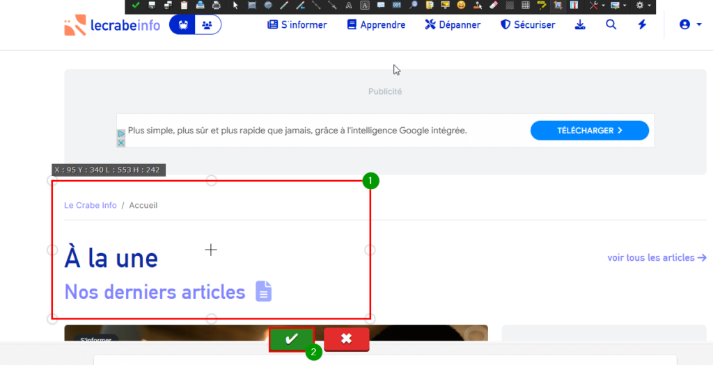 Faire une capture d’écran avec ShareX - Délimiter le contour de l'image