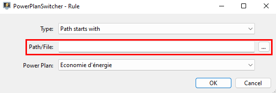 PowerPlanSwitcher - Identifier le dossier ou le chemin