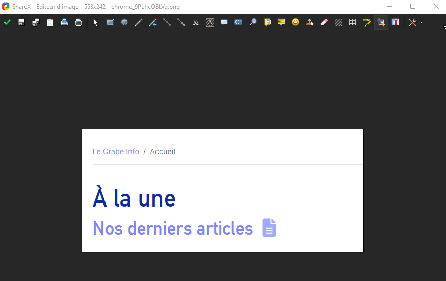 Faire une capture d’écran avec ShareX - Rogner une image sur ShareX