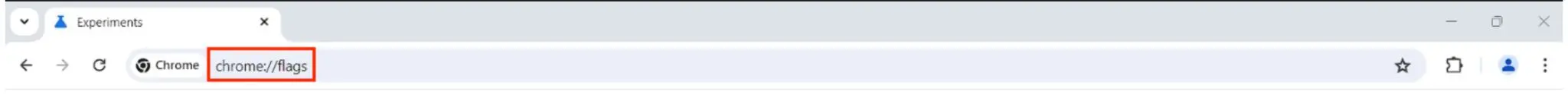 Accédez à la page des chromes flags en tapant l'url chrome://flags dans la barre d'adresse de chrome