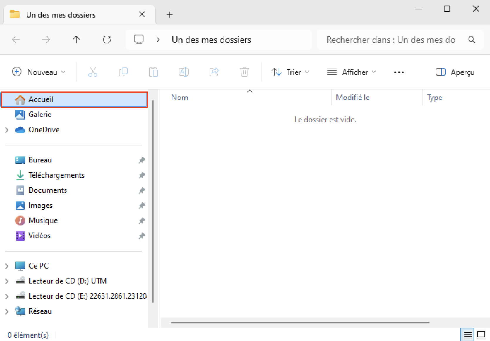 On clique-droit sur l'un des répertoires contenu dans le volet de navigation de l'Explorateur.
