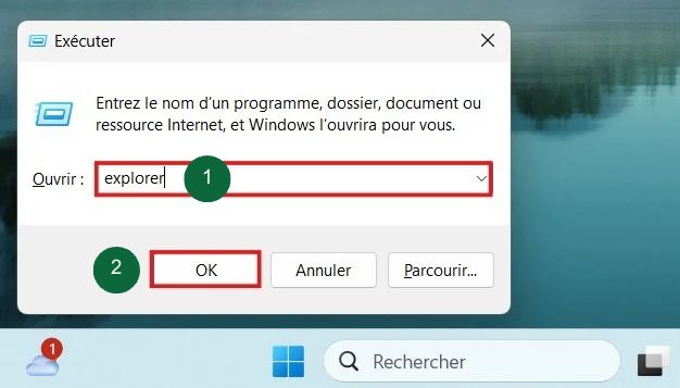 Exécuter l'Explorateur de fichier Windows
